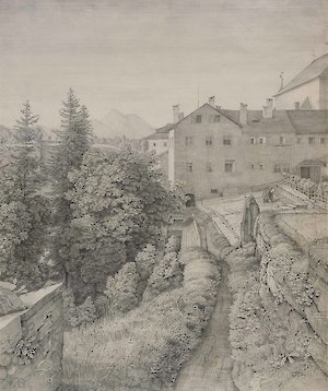 Johan Heinrich Ferdinand Olivier, The Garden of the Capuchin Monastery in Salzburg, 1820, 59 × 49,4 cm