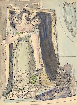 Max Beckmann, Die dreiköpfige Frau ("Träumender Jüngling und Frau mit drei Köpfen"),
1945/46, © VG Bild-Kunst Bonn, 2019
