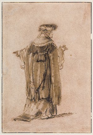 Rembrandt, Kostümstudie einer reich bekleideten Frau, 1638/40, MdbK