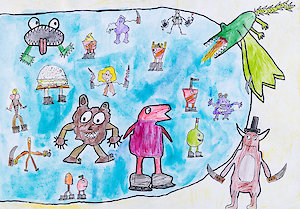 Monsterparty auf der Eisfläche, Julian Reichel, 10 Jahre, Lessing Grundschule