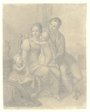 Friedrich Matthäi, Gruppenbildnis Charlotte und Maximilian Speck von Sternburg mit den Kindern Carl Maximilian, Maria und Hermann Maximilian, 1815, Maximilian Speck von Sternburg Stiftung